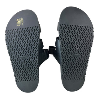 Hermès Chypre Black Leather Adjustable Strap Sandals