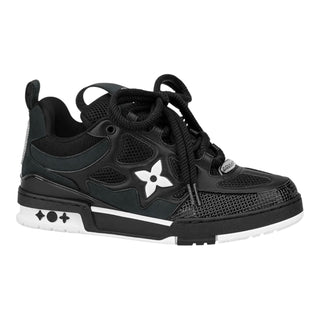 Louis Vuitton LV Skate Black Leather & Mesh Monogram Flower Sneakers