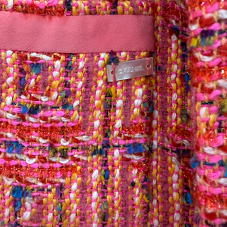 Chanel Pink Multicolour Vintage Cruise Tweed Collar Blazer Size FR 38