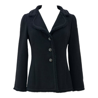 Chanel Black Tweed Jacket with CC Chain-Style Buttons