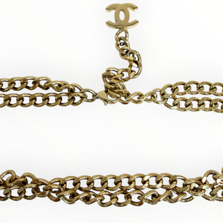 Chanel Gold Plated Strass COCO Double Chain Belt