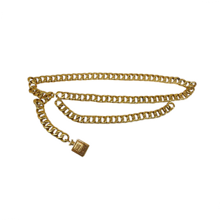 Chanel Gold Tone Chunky Vintage Chain Belt with No.5 Charm