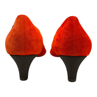Chanel Gabrielle Red Suede Pointed-Toe Pumps with Black Cap Toe