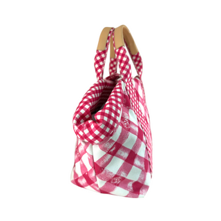 Chanel Pink & White Gingham CC Print Canvas Tote Bag