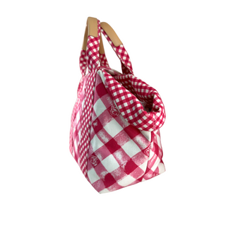 Chanel Pink & White Gingham CC Print Canvas Tote Bag