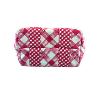 Chanel Pink & White Gingham CC Print Canvas Tote Bag