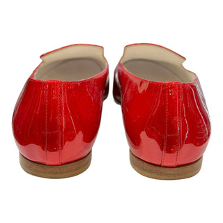 Chanel Red Patent Leather CC Logo Loafers