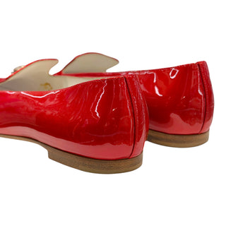 Chanel Red Patent Leather CC Logo Loafers