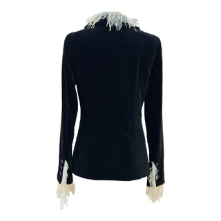 Chanel Black Velvet Double-Breasted Jacket with Detachable Lace Trim