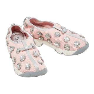 Christian Dior Fusion Floral Embellished Mesh Slip-On Sneakers