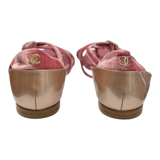 Chanel Pink Velvet Multi-Strap Buckle Sandals