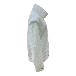 Chanel White Quilted Jacket with CC Logo Buttons