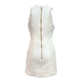 Balmain Ivory Tweed Double-Breasted Mini Dress with Gold-Tone Buttons
