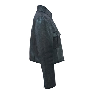 Chanel Metallic Black Textured Jacket with CC Logo Buttons