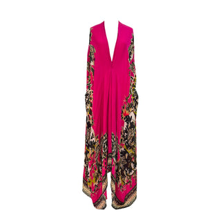 Roberto Cavalli Fuchsia Printed Halterneck Maxi Kaftan Dress