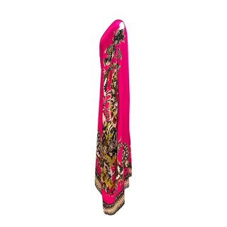 Roberto Cavalli Fuchsia Printed Halterneck Maxi Kaftan Dress