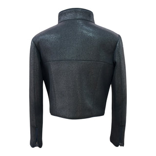 Chanel Metallic Black Textured Jacket with CC Logo Buttons