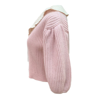 Miu Miu Pink Short-Sleeved Cropped Collar Cardigan