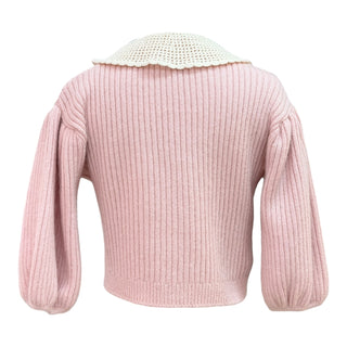Miu Miu Pink Short-Sleeved Cropped Collar Cardigan