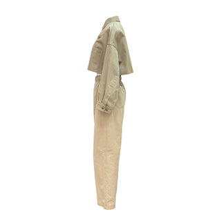 Prada Beige Cotton Cropped Jacket & Wide-Leg Trouser Co-Ord Set