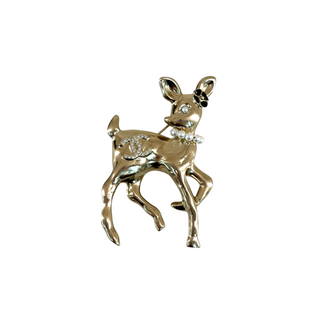 Chanel Gold-Tone Deer CC Pearl & Crystal Brooch