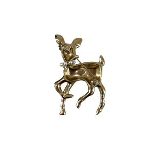 Chanel Gold-Tone Deer CC Pearl & Crystal Brooch