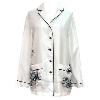 Christian Dior Ivory Toile Print Silk Pyjama Shirt