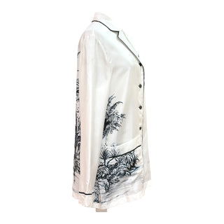 Christian Dior Ivory Toile Print Silk Pyjama Shirt