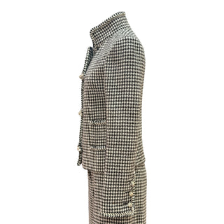 Chanel Gray Houndstooth Single-Breasted Jacket and Trouser Set