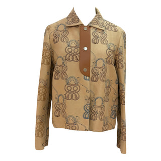 Hermès Camel Rope Print Jacket with Leather Placket