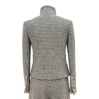 Chanel Gray Houndstooth Single-Breasted Jacket and Trouser Set
