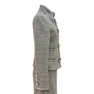 Chanel Gray Houndstooth Single-Breasted Jacket and Trouser Set