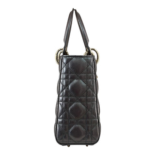 Dior Small Lady Dior Metallic Grey Cannage Leather Bag