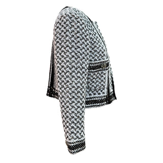 Chanel Black & White Tweed Cropped Jacket Size 36