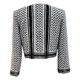 Chanel Black & White Tweed Cropped Jacket Size 36