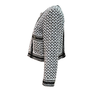 Chanel Black & White Tweed Cropped Jacket Size 36