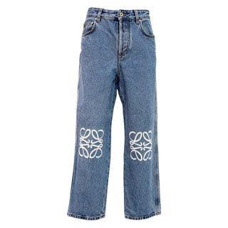Loewe Blue Anagram Embroidered Straight Leg Jeans