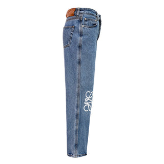 Loewe Blue Anagram Embroidered Straight Leg Jeans