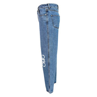 Loewe Blue Anagram Embroidered Straight Leg Jeans