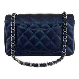 Chanel Iridescent Navy Blue Lambskin Mini Rectangular Classic Flap  Bag