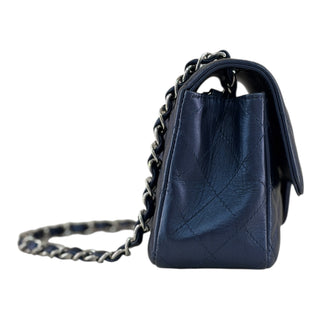 Chanel Iridescent Navy Blue Lambskin Mini Rectangular Classic Flap  Bag
