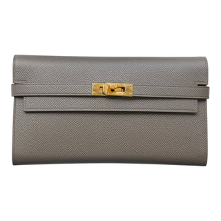 Hermès Kelly To Go Wallet Gris Étain Epsom Leather Gold Hardware
