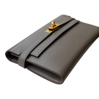 Hermès Kelly To Go Wallet Gris Étain Epsom Leather Gold Hardware