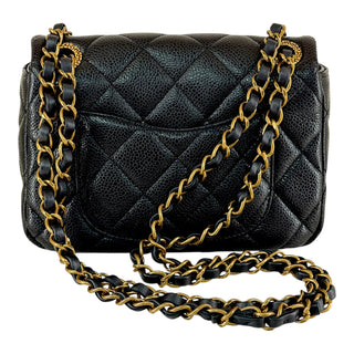 Chanel Grained Lambskin Quilted Mini Flap Bag Black Aged Gold Hardware