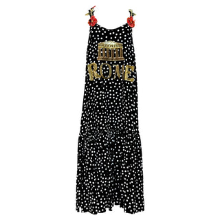 Dolce & Gabbana Polka Dot Silk Rome Embellished Maxi Dress