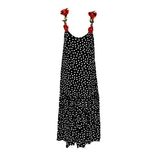 Dolce & Gabbana Polka Dot Silk Rome Embellished Maxi Dress