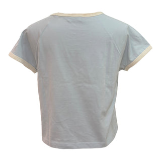 Celine Triomphe Logo Cotton T-Shirt Light Blue