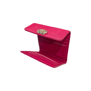 Chanel  Caviar Quilted Compact Boy Wallet Dark Pink