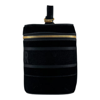 Christian Dior Velvet Logo Vanity Case Top Handle Bag Black