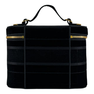 Christian Dior Velvet Logo Vanity Case Top Handle Bag Black